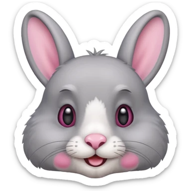 Head of a grey rabbit, smilling
 sticker