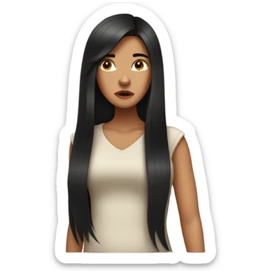 annoyed white girl with long black hair sticker