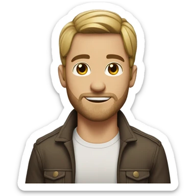 jacked white man with stubble beard and short straight up hair brown sticker