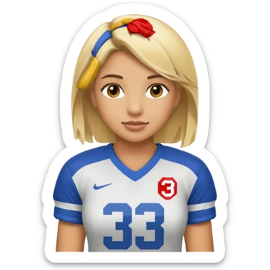 blonde female football player wearing number 33 sticker