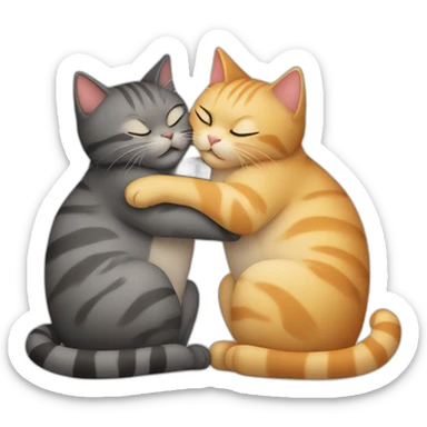 Two cats hugging each other  sticker