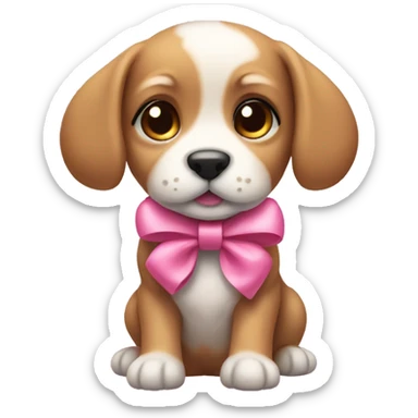 Puppy with a pink bow sticker