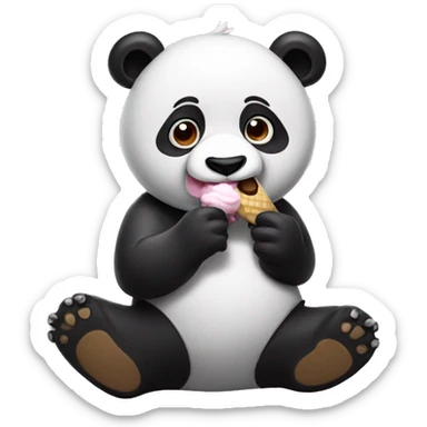 Panda eating ice cream sticker