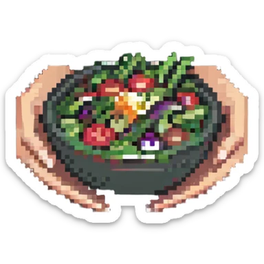 hands holding a salad bowl sticker
