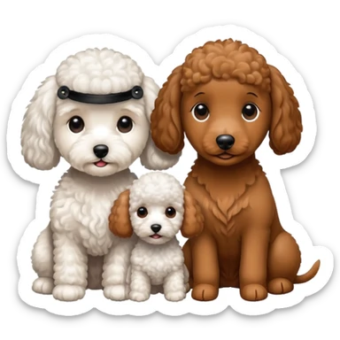 dog trio: bichon, poodle, dachshund together, cute sticker