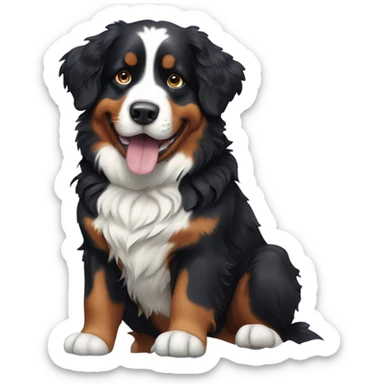 Bernese mountain dog playing in snow sticker