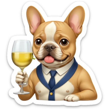 Tan French bulldog drinking white wine sticker
