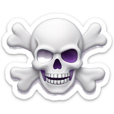 the skull crossbones emoji but its the same colour as the purple heart emoji sticker