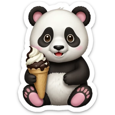 Panda eating ice cream sticker