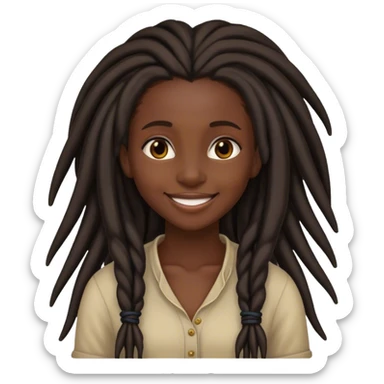 smiling dark skin black girl with long dreadlocks  sticker