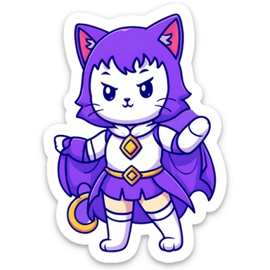 catgirl character with detailed fantasy costume, magical vibe, anime look sticker