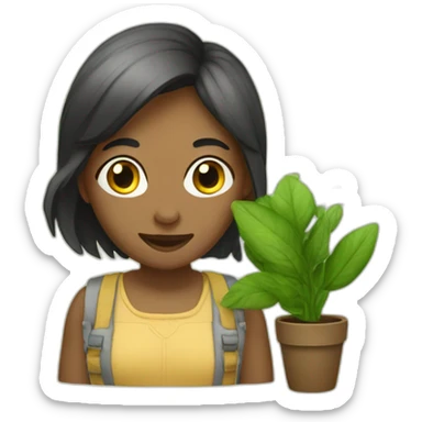 femme entourée de plantes sticker