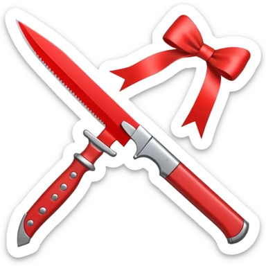knife tied with a bow sticker