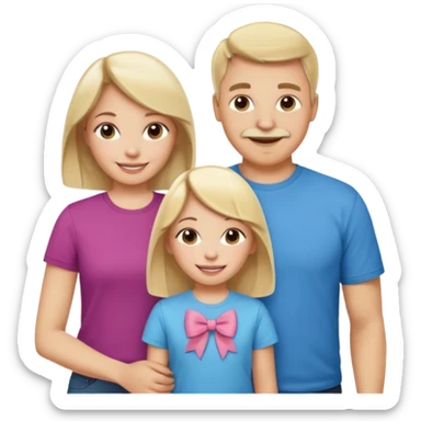 happy white family with one dad, one mom, one blonde girl, and one brunette girl sticker