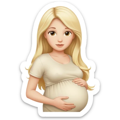 Beautiful Pregnant woman blonde with long hair cream top sticker