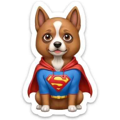 A dog wearing a Superman hoodie ￼ sticker