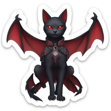 cool kawaii edgy black red ethereal fantasy nargacuga-bat-cat-Fakemon collar harness full body sticker