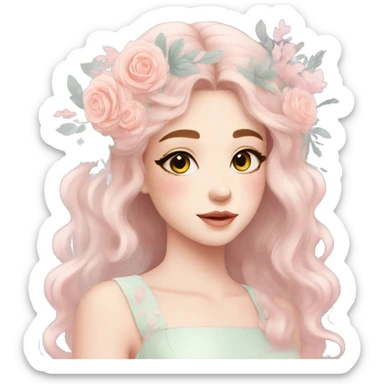 Dreamy pretty pastel flower girl aesthetic sticker