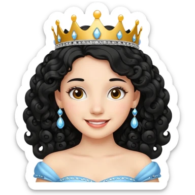 Princesa banca con el pelo rizado y el pelo negro  sticker