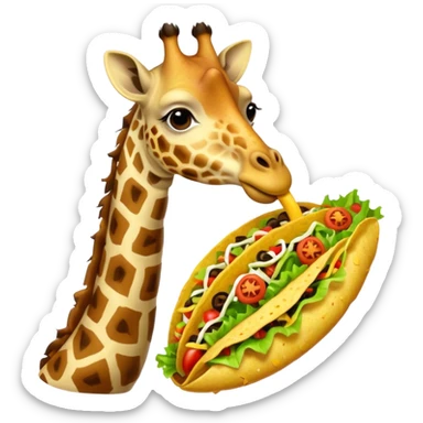 Giraffe licking a taco sticker