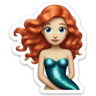 Mermaid with red hair with blue eyes sticker