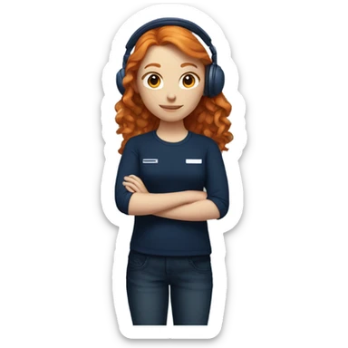 Ginger girl wearing navy blue headphones sticker