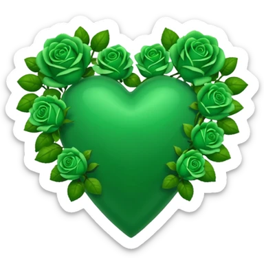Green Heart with green roses  sticker