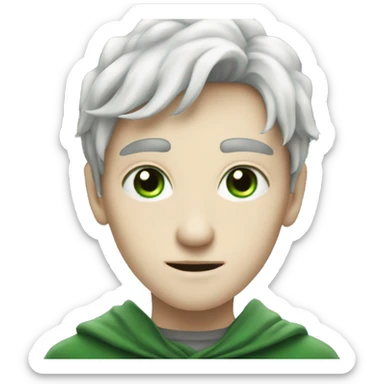 teenage white-skinned wizard with black hair, green eyes in green disgue sticker