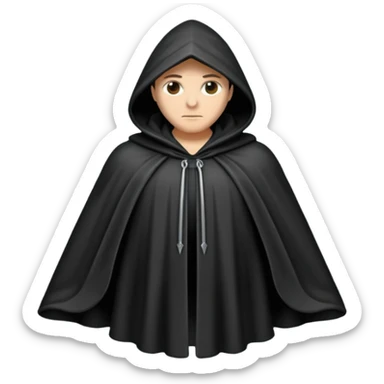 hooded cloak object icon, dark fabric cloak with deep hood, fantasy style, soft folds, 3D cartoon, mobile game icon style, centered, clean background, soft shadow, no text, no watermark
 
 sticker