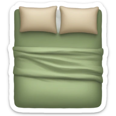 Sage green bed with tan throw blanket sticker