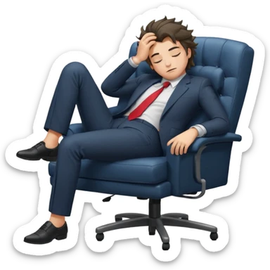 Boss sleeping in a chair with her legs up on the desk sticker