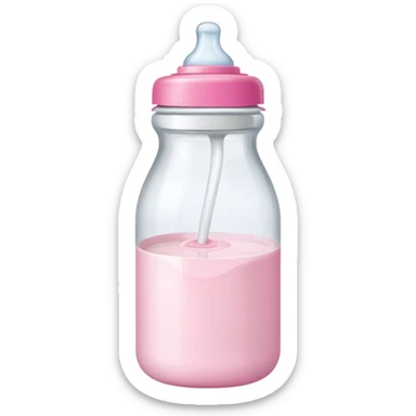 feeding bottle milk inside with pink lid sticker