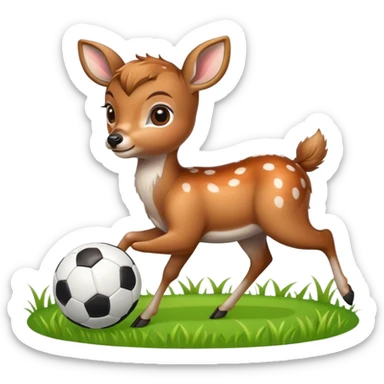 Baby deer playing soccer sticker