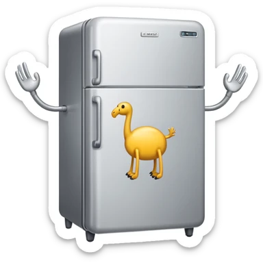 A fridge with arms and legs sticker