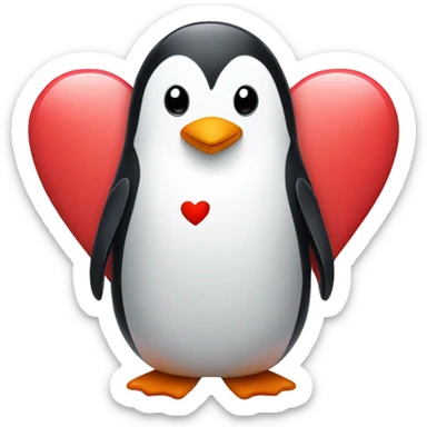 Sweet penguin wearing a heart board sticker