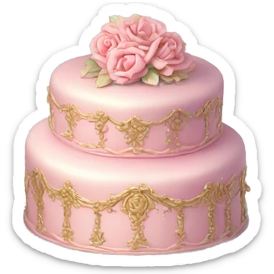 Vintage, highly detailed, rococo, Victorian, Birthday cake, light pink sticker