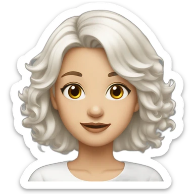 Girl medium length white hair, hazel eyes sticker