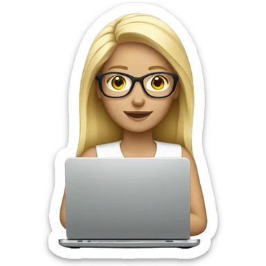 blond women with eyewear and laptop  sticker