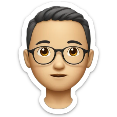 Little chinese boy with glasses sticker