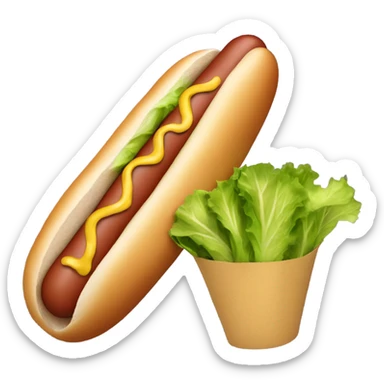 Hot dog with lettuce and mustard  sticker