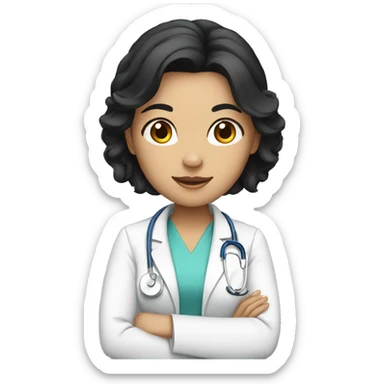 Female doctor with black hair and tiara sticker