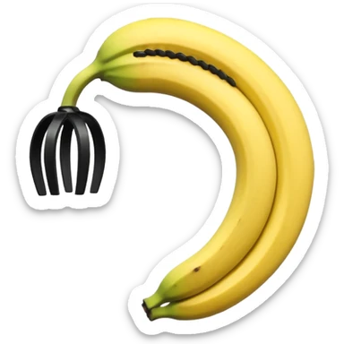 a curved, banana-shaped hair accessory with teeth on both sides that hinge together, designed to secure hair in a vertical ponytail or "banana curl" style sticker