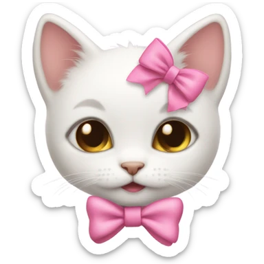 cute baby cat with a pink bow on the side  sticker