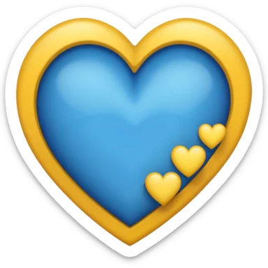 Corazón azul oscuro y amarillo juntos degradado mitad y mitad sticker