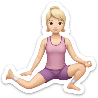 “A calm emoji of a person performing a seated hamstring stretch with relaxed posture, soft warm colors, and a peaceful expression.” sticker