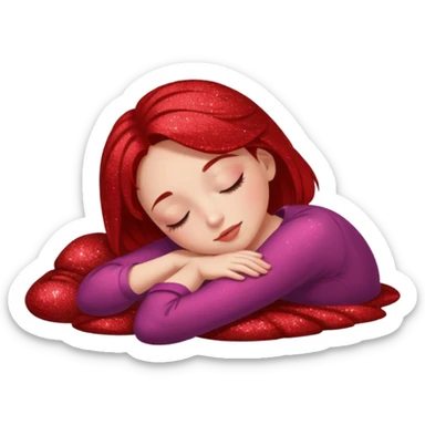red glitter girl with eyes lying on the floor sticker