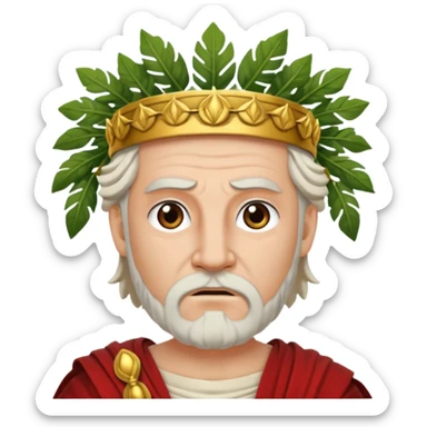 evil ancient greek king with toga wreath of leaves on head sticker