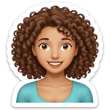 mixed-race girl with curly brown hair, joyful expression sticker