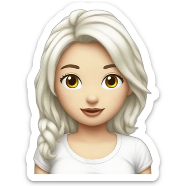 Fille blanche avec t shirt hello kitty sticker