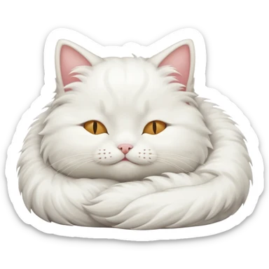 a cute white cat laying down sleeping  sticker